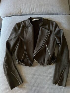 HYFVE Dark Olive Suede Moto Jacket